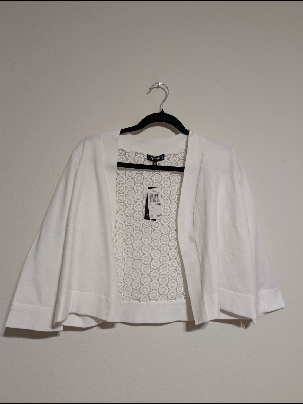 Premise Bright White Crochet Circle Shrug